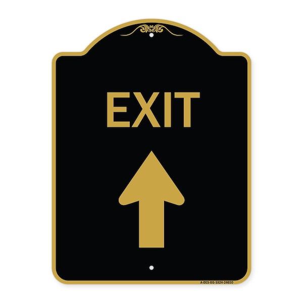 Signmission Designer Series Exit Exit W/ Up Arrow, Black & Gold Aluminum Sign, 18" H, 24" L, BG-1824-24030 A-DES-BG-1824-24030 - main